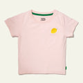 T-shirt mezza manica cotone riciclato rosa con limone ricamato