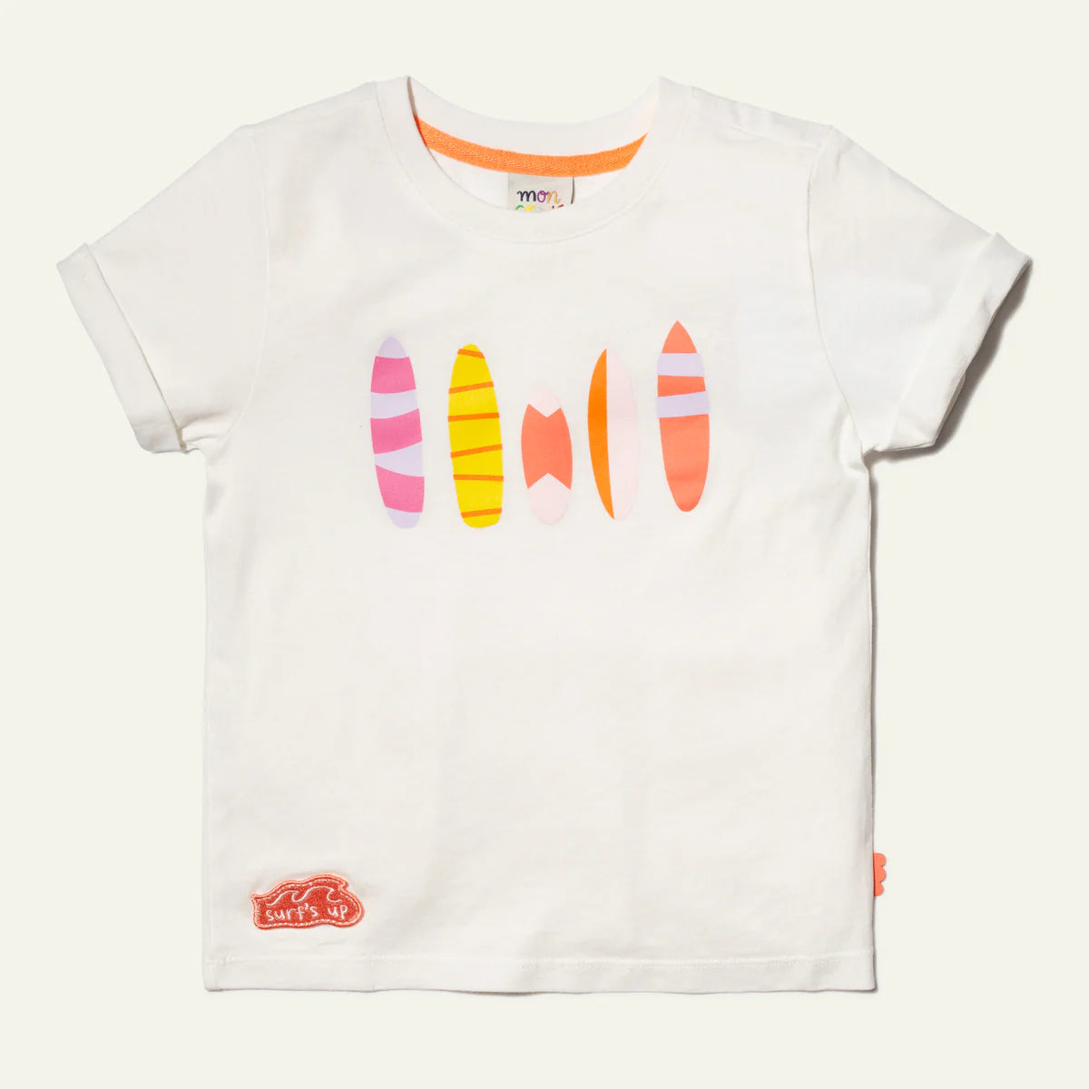 T-shirt mezza manica cotone riciclato tavola da surf rosa