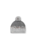 Cappello grigio bambina paillettes e pompon