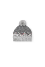 Cappello grigio bambina paillettes e pompon