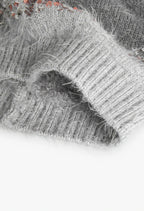 Cappello grigio bambina paillettes e pompon