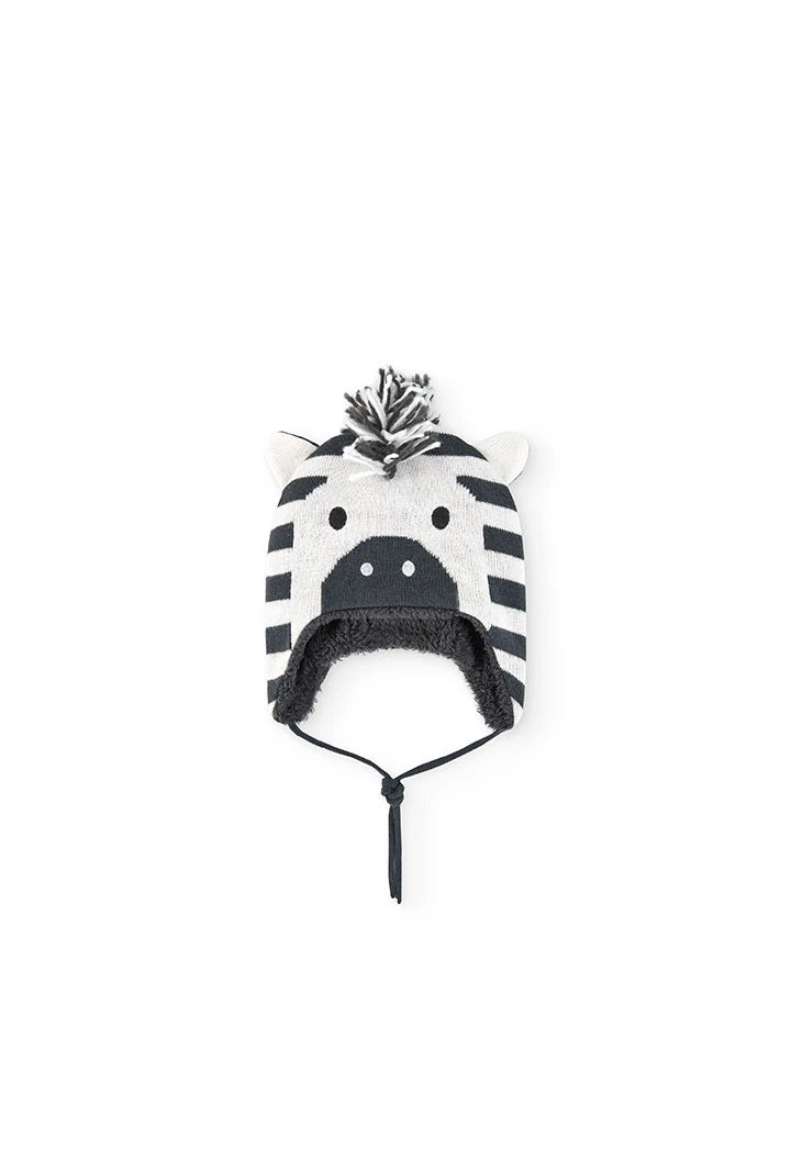 Cappello zebra per neonati antracite
