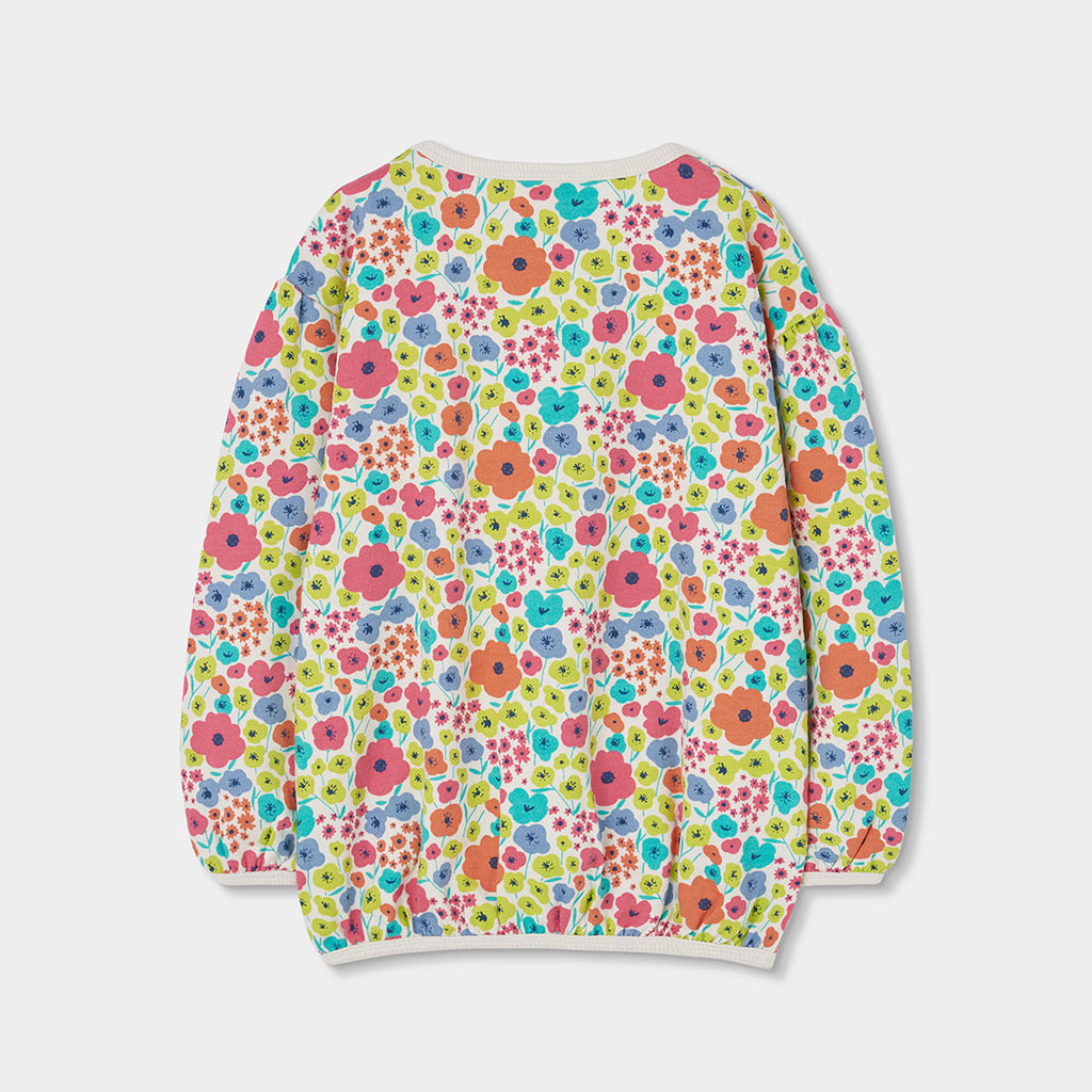 Felpa bambina girocollo fiori all over