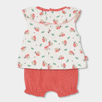 Completo neonata t-shirt giromanica con colletto e culotte