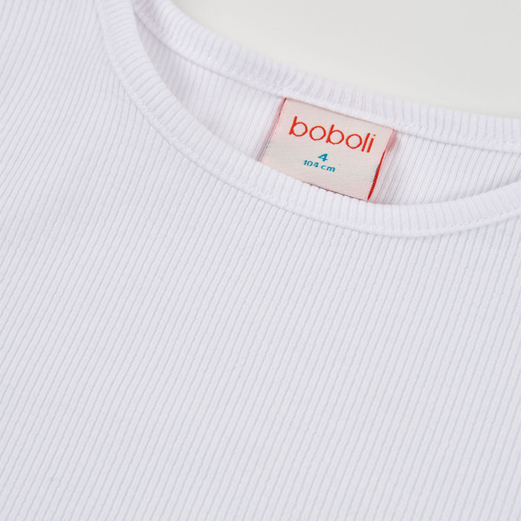 T-shirt mezza manica costine bianca