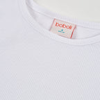 T-shirt mezza manica costine bianca
