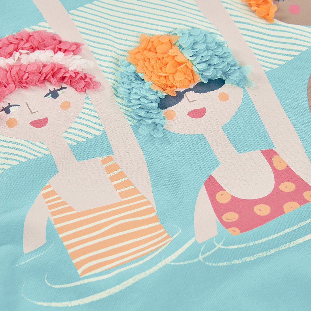 T-shirt giromanica con pon pon