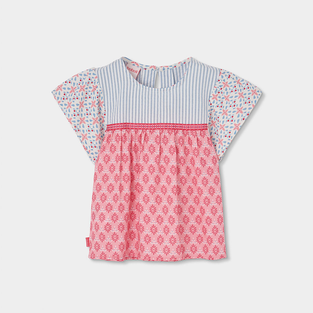 Camicia cotone bambina con maniche a a ventaglio