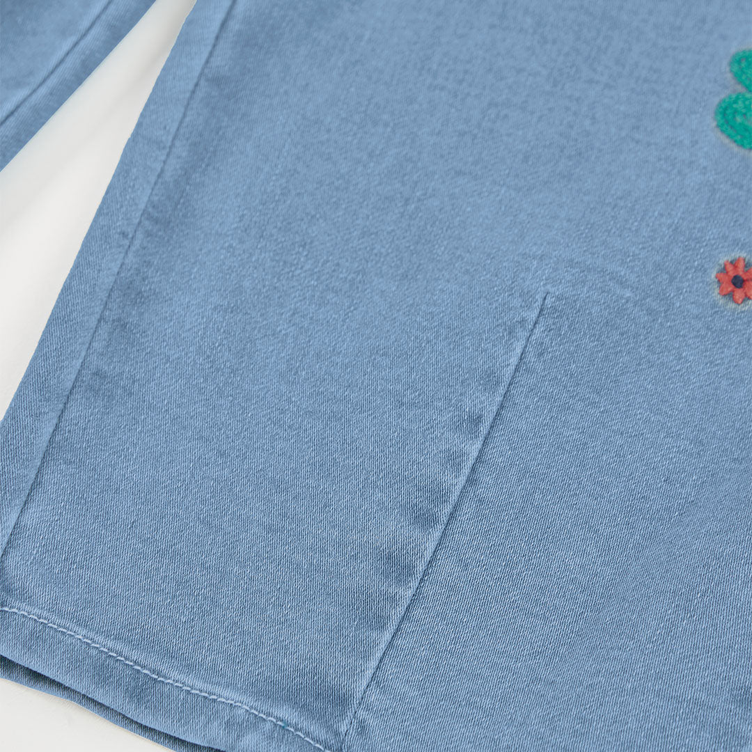 Jeans baggy fiori ricamati