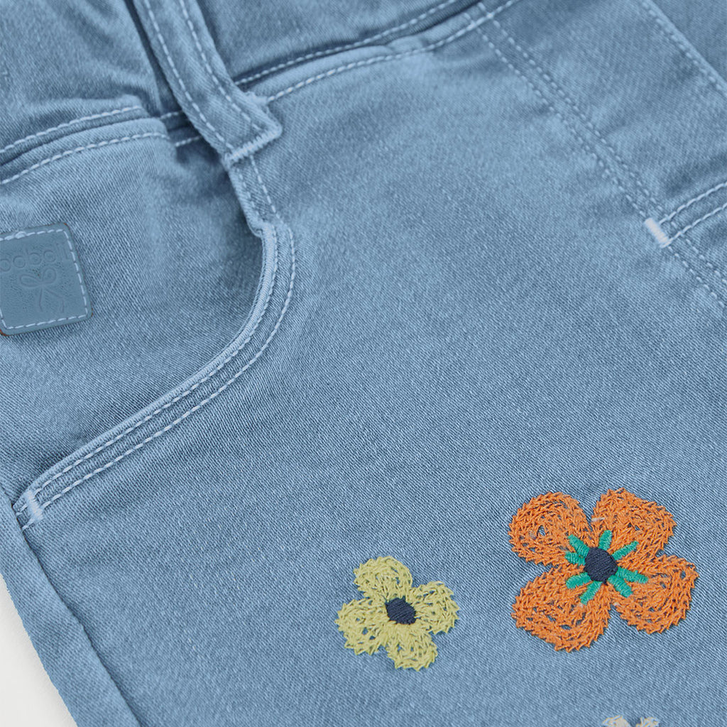Jeans baggy fiori ricamati