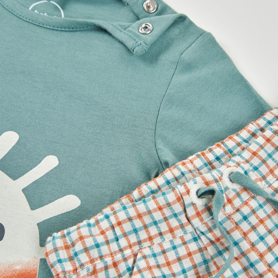Completo neonato t-shirt mezza manica e pantaloncino sole
