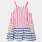 Vestito lino a righe colorate bambina