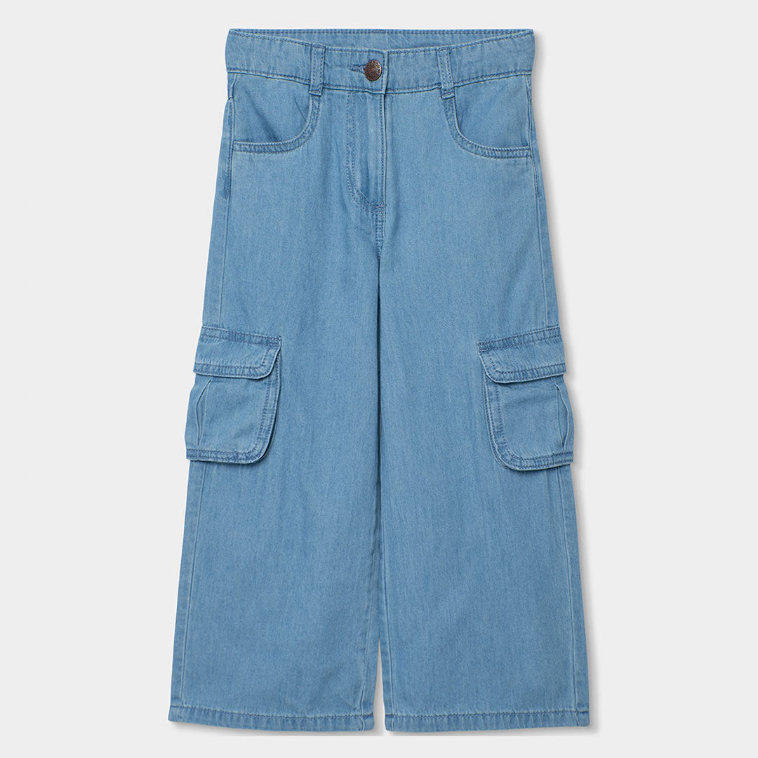 Jeans palazzo con tasche bambina