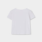 T-shirt mezza manica costine bianca