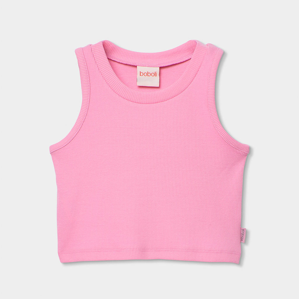 Canotta corta costine rosa