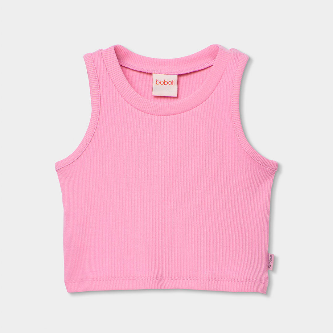 Canotta corta costine rosa