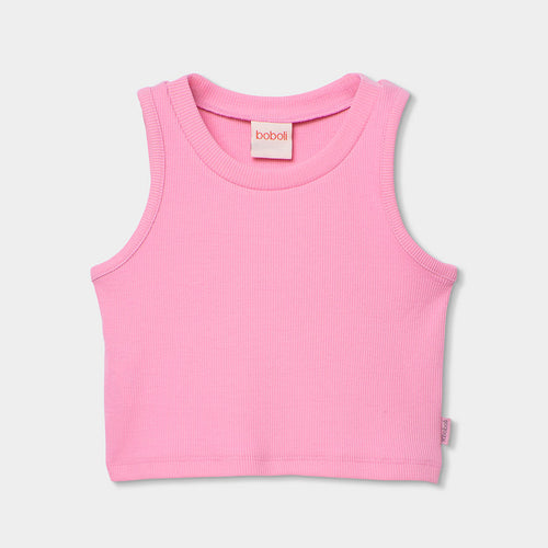 Canotta corta costine rosa
