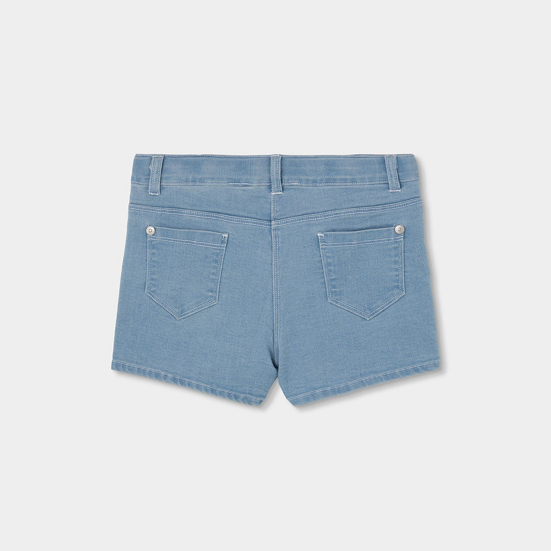 Short jeans con fiori ricamati