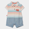 Completo polo mezza manica mille righe short neonato
