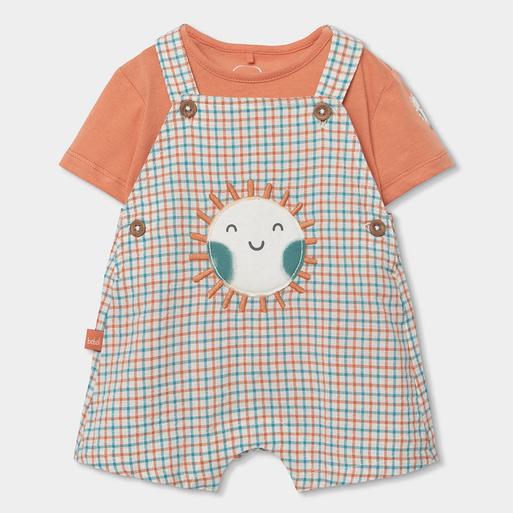Completo neonato salopette e t-shirt mezza manica sole