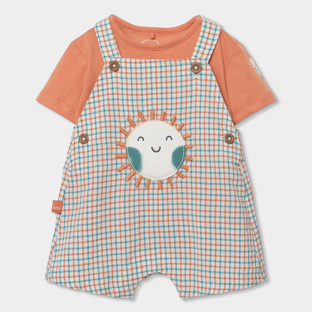 Completo neonato salopette e t-shirt mezza manica sole
