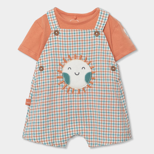 Completo neonato salopette e t-shirt mezza manica sole
