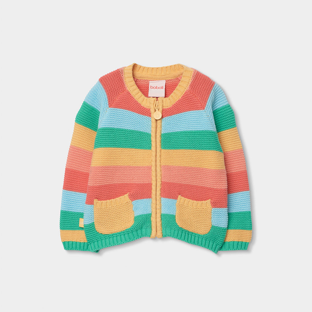 Cardigan maglia righe colorate
