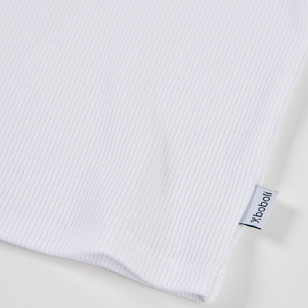 T-shirt mezza manica costine bianca