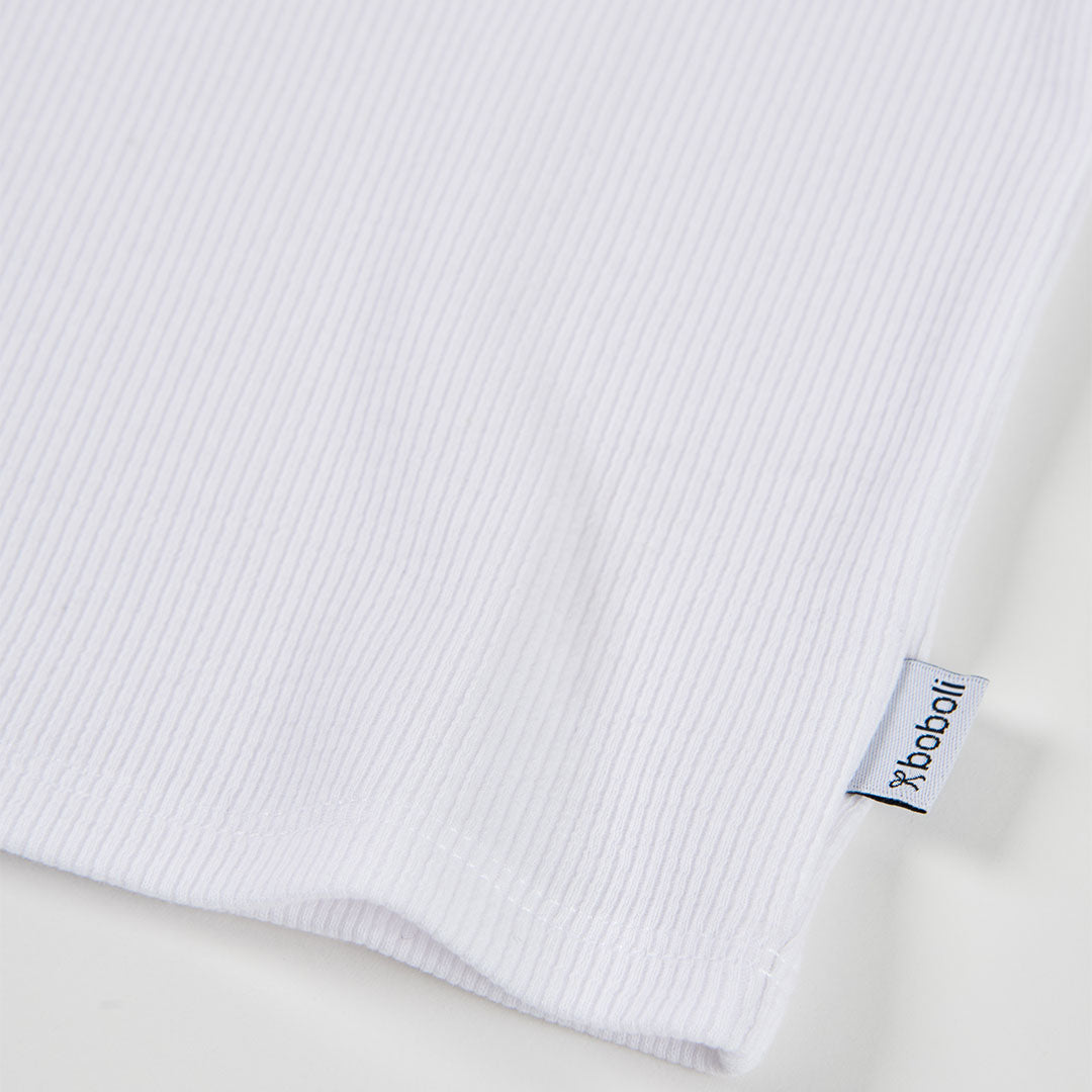 T-shirt mezza manica costine bianca