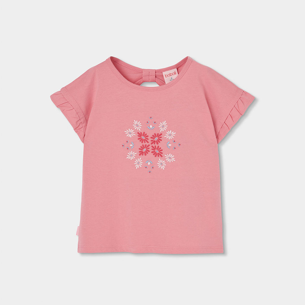 T-shirt giromanica retro fiocchetto