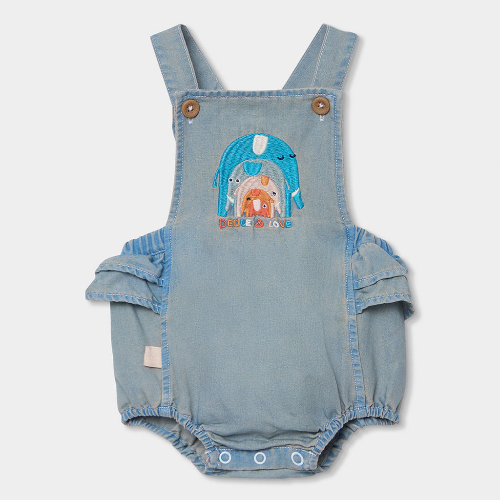 Completo salopette e t-shirt mezza manica neonata elefanti