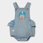 Completo salopette e t-shirt mezza manica neonata elefanti