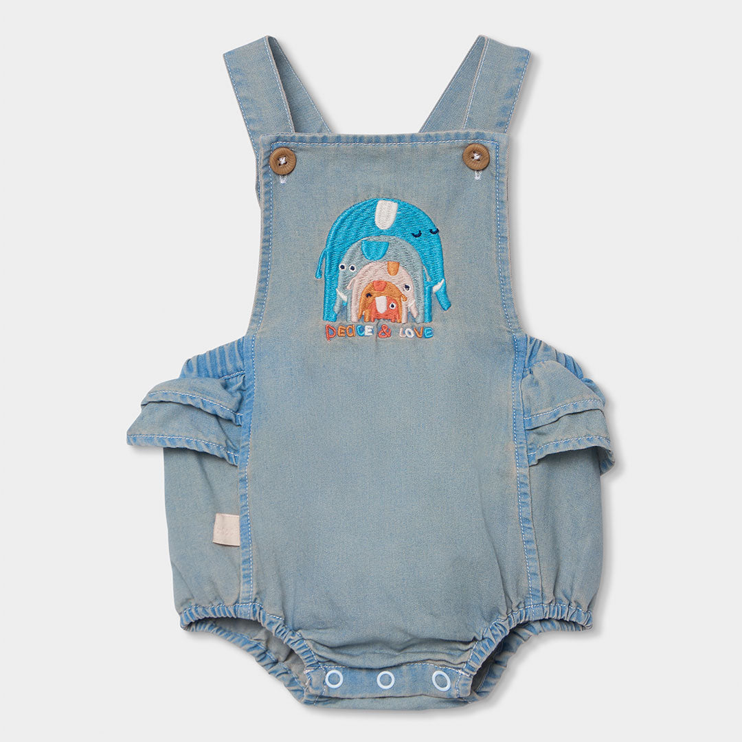 Completo salopette e t-shirt mezza manica neonata elefanti