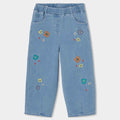 Jeans baggy fiori ricamati