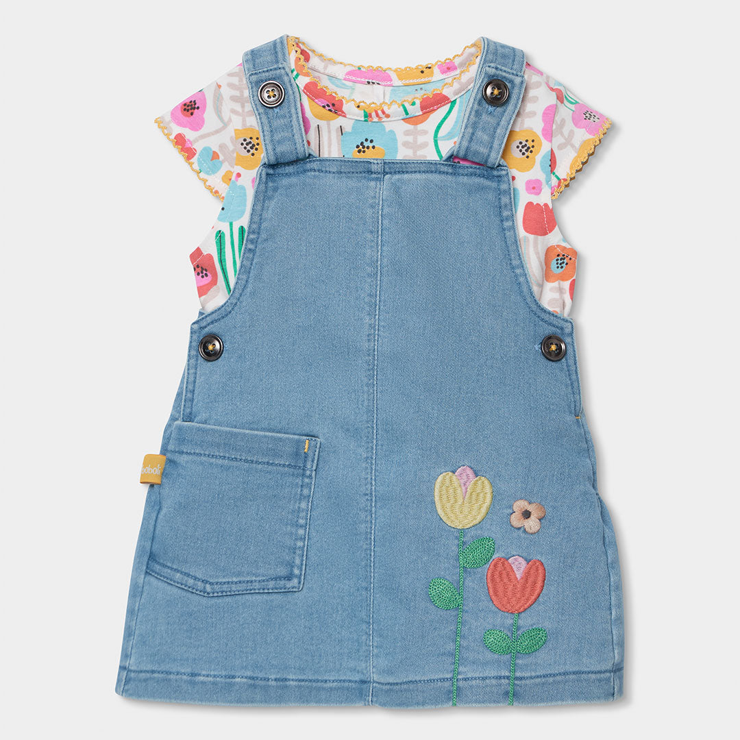 Completo salopette gonna e t-shirt mezza manica