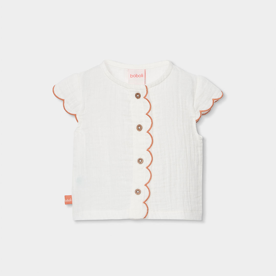 Completo neonata camicetta con orlo tondo e culotte 