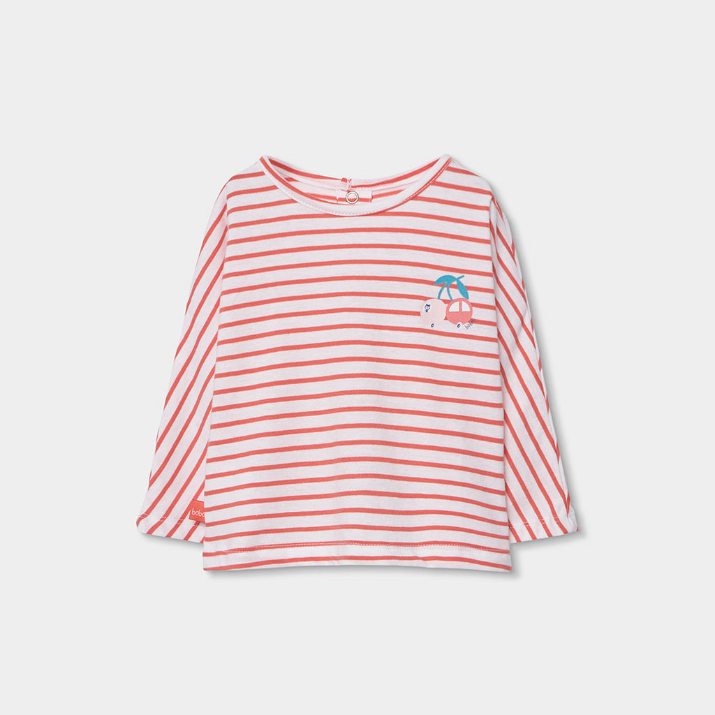 T-shirt manica lunga neonata righe rosse