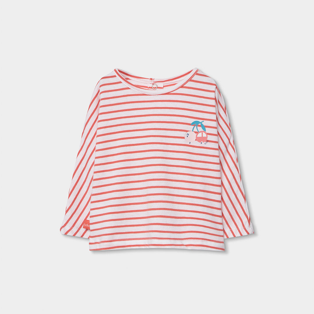 T-shirt manica lunga neonata righe rosse