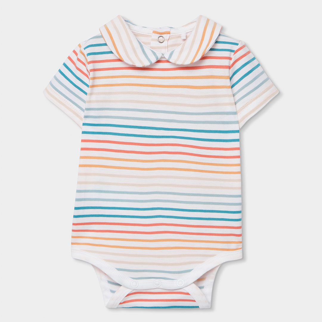 Completo salopette e t-shirt mezza manica neonata elefanti