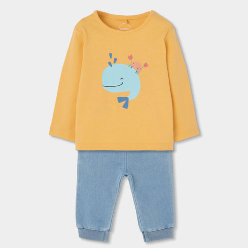 Completo neonato t-shirt manica lunga pantalone lungo