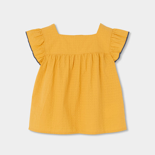 Blusa scollo quadrato volant sul giromanica