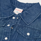 Vestito denim e balze cotone bambina