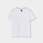 T-shirt mezza manica bianca con squalo