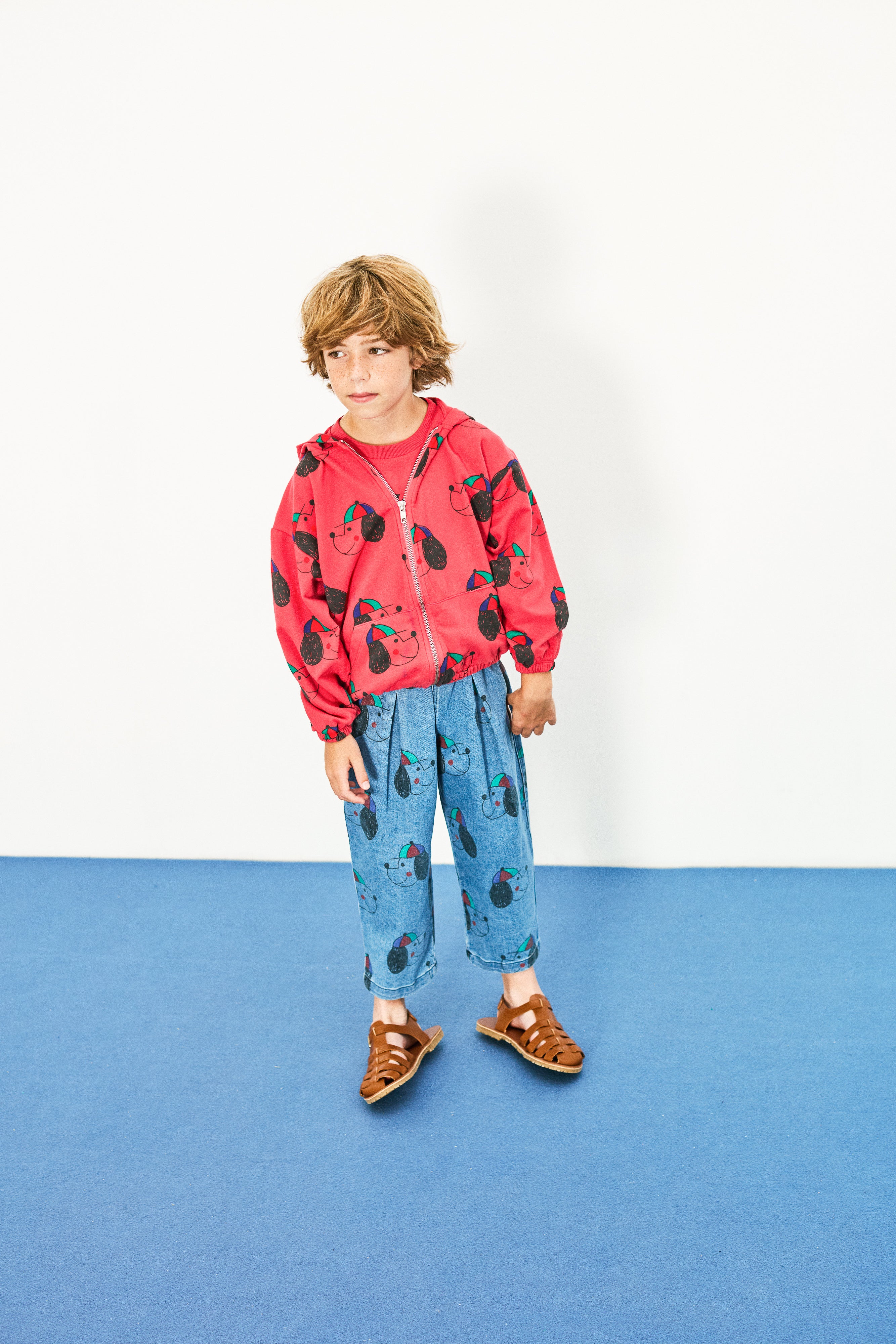 Felpa con cappuccio aperta all over cute dog