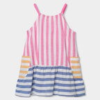 Vestito lino a righe colorate bambina