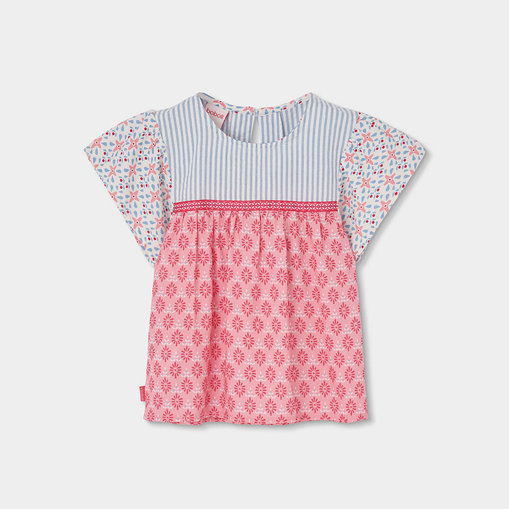 Camicia cotone bambina con maniche a a ventaglio