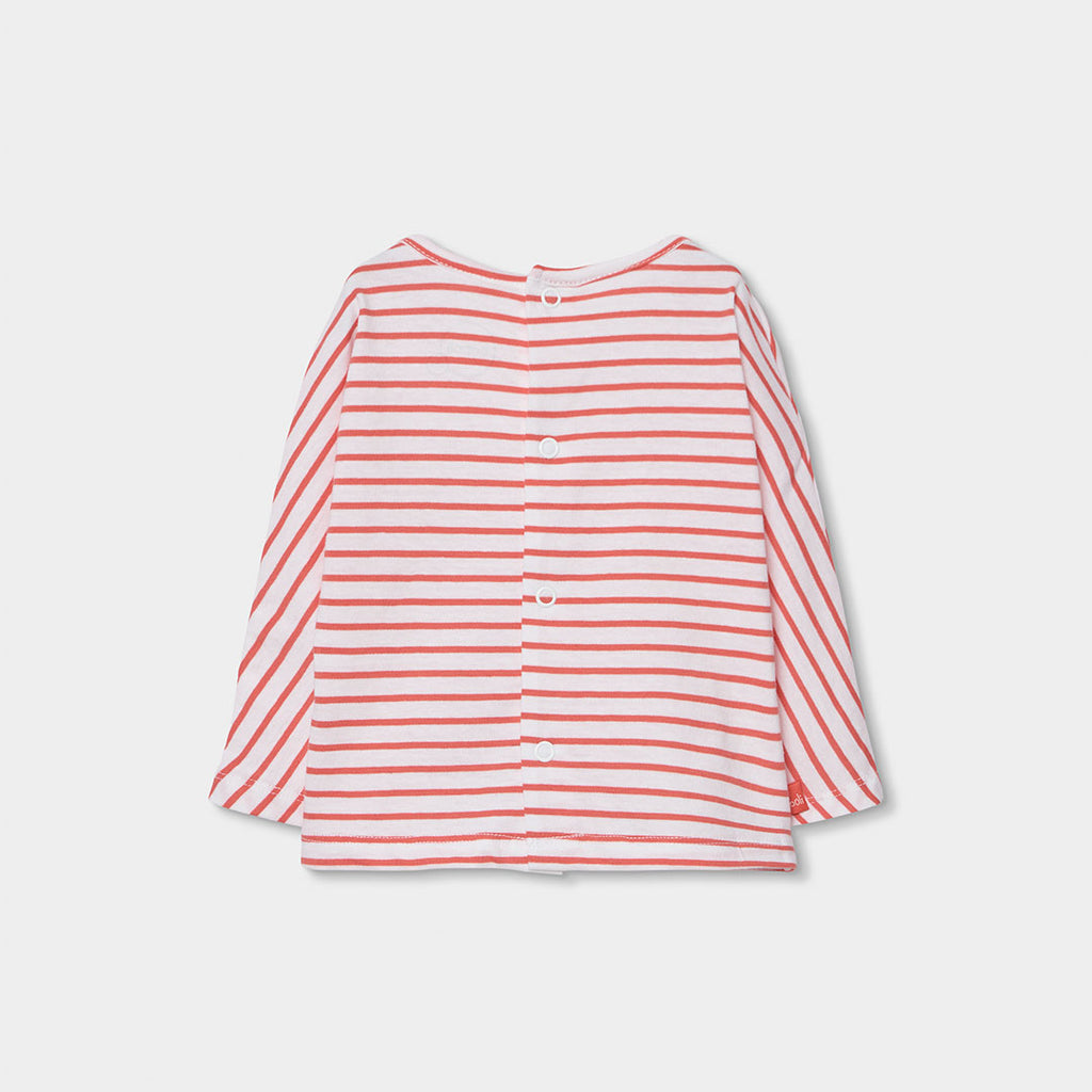 T-shirt manica lunga neonata righe rosse