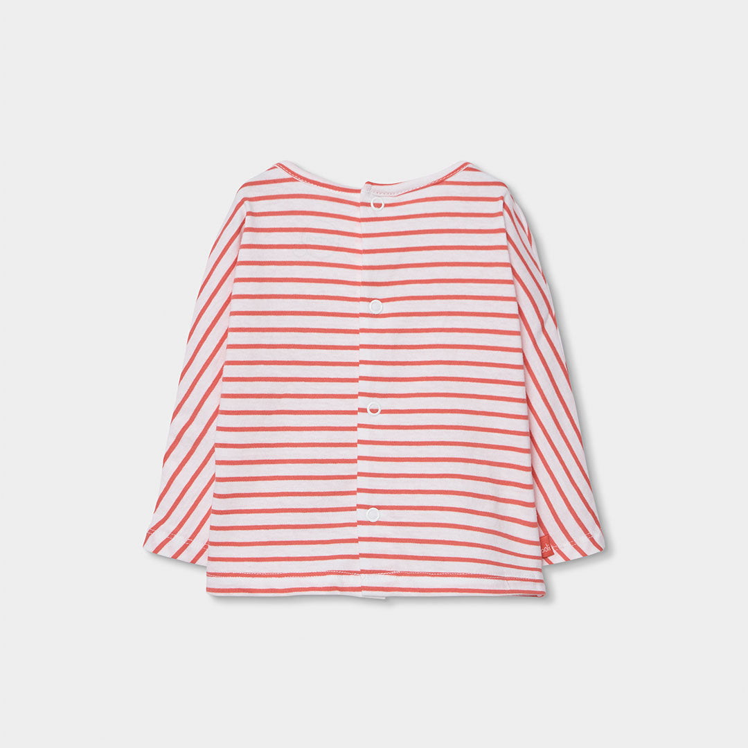 T-shirt manica lunga neonata righe rosse