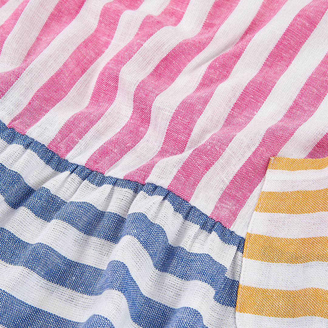 Vestito lino a righe colorate bambina