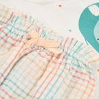 Completo neonata t-shirt giromanica e culotte a quadri